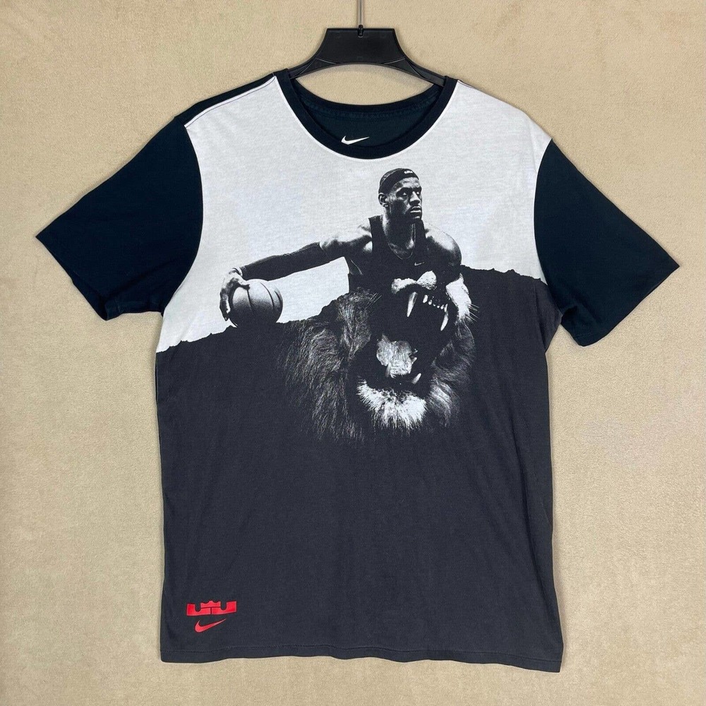 Nike Dri Fit LeBron James Graphic Short Sleeve T Shirt Mens L Black Round Neck